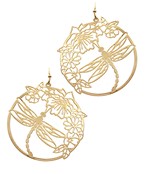  Dragonfly Filigree Circle Earrings