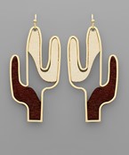  Wooden Cactus Earrings