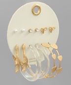  Ribbon & Multi Shape Earrings Set