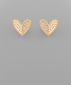  Half Pave & Pearl Heart Earrings