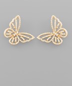  Pave Crystal Outline Butterfly Earrings