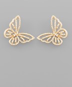 Pave Crystal Outline Butterfly Earrings