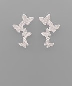  Pave Crystal Butterfly 4 Drop Earrings