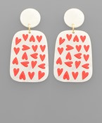  Heart Print Rectangle Earrings