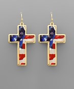  Patriotic Flag Cross Earrings