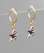  Patriotic Flag Star Huggie Hoops