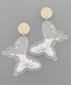  Glitter Butterfly Tube Dangle Earrings