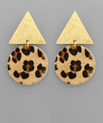  Triangle & Circle Leather Earrings