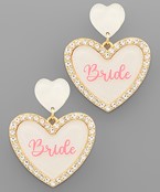  BRIDE Pave Line Heart Dangle Earring