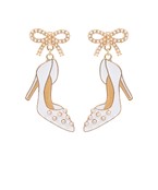  Wedding High Heels with Ribbon Post Earrings
