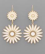  Epoxy Double Daisy Drop Earrings