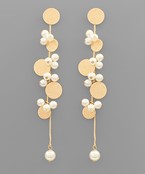  Pearl & Coin Dangle Chain Earrings