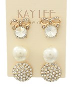  Crystal & Pearl Earrings Set