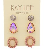  Pave Ball & Jewel Earrings Set