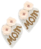  Floral MOM Heart Earrings