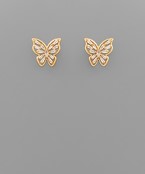  Pave Glass Butterfly Earrings