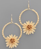  Raffia Flower Circle Earrings