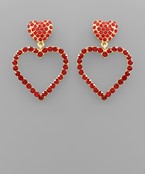 Pave & Outline Heart Dangle Earrings