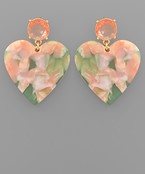  Glass & Acrylic Heart Dangle Earrings