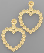  Beads Flower Outline Heart Earrings