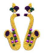  Mardi Gras Beads Saxophone Earrings
