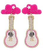 Bead Guitar & Cowgirl Hat Earrings