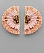  Raffia & Sequin Fan Shape Earrings