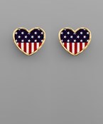 USA Flag Heart Earrings