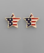  USA Flag Star Earrings