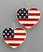  USA Flag Large Heart Earrings