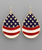  USA Flag Large Teardrop Earrings