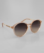  Clear & Gold Frame Round Sunglasses