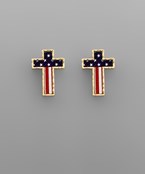  USA Flag Cross Earrings