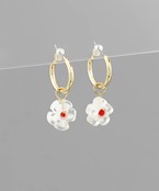  Flower Bead Dangle Hoops