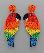  Rainbow Bead Parrot Earrings