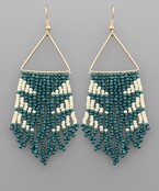  Triangle Metal Beaded Fringe Earrings
