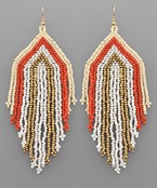  Seed Bead Stripe Fringe Earrings