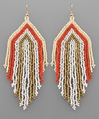  Seed Bead Stripe Fringe Earrings