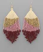  Seed Bead Color Block Fringe Earrings