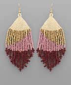  Seed Bead Color Block Fringe Earrings
