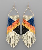  Triangle Metal Color Block Fringe Earrings