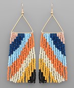  Triangle Metal Stripe Fringe Earrings