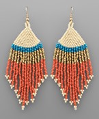  Bead Triangle Color Block Fringe Earrings