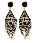  Seed Bead Triangle Fringe Earrings