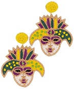  Mardi Gras Mask Face Bead Earrings