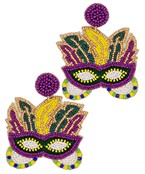  Mardi Gras Mask Bead Dangle Earrings