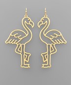  Flamingo Outline Metal Earrings