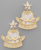  Pave Western Hat Earrings