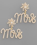  Pave MRS Letter Dangle Earrings