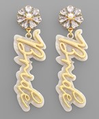  Pave BRIDE Cursive Letter Earrings
